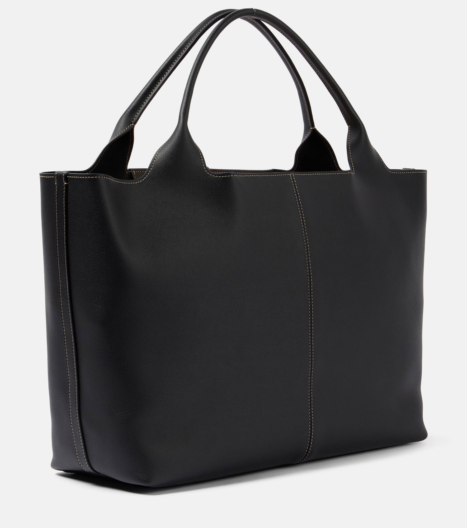 Medium leather tote bag - 4