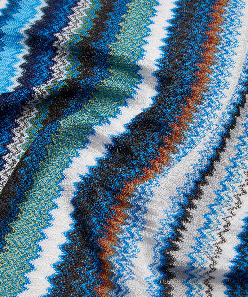 Fringed Zig-Zag Blue Scarf 4