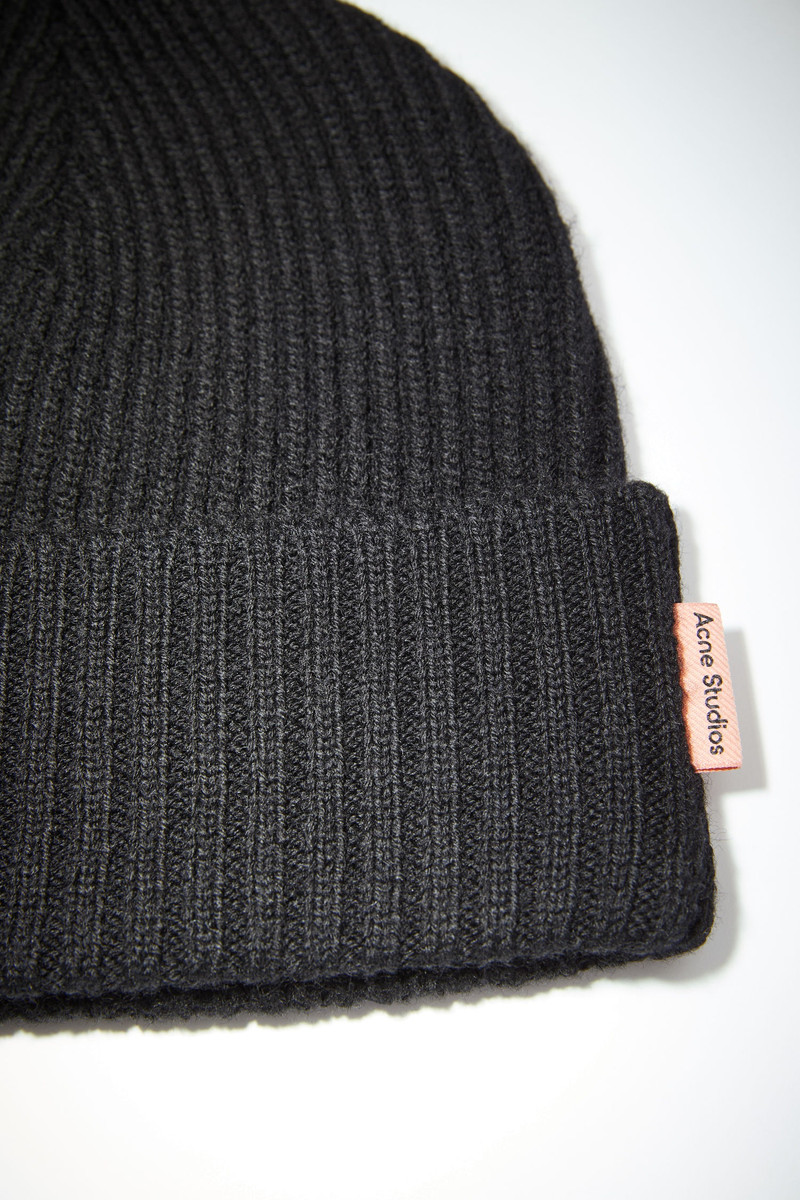 Ribbed beanie hat - Black 4