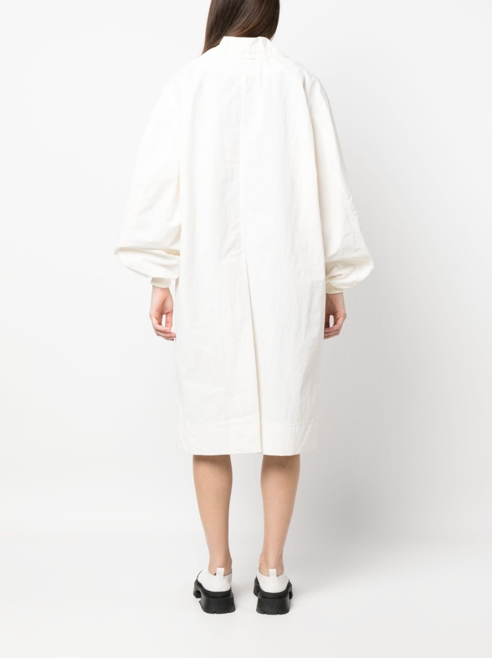 long puff-sleeve trench coat - 4