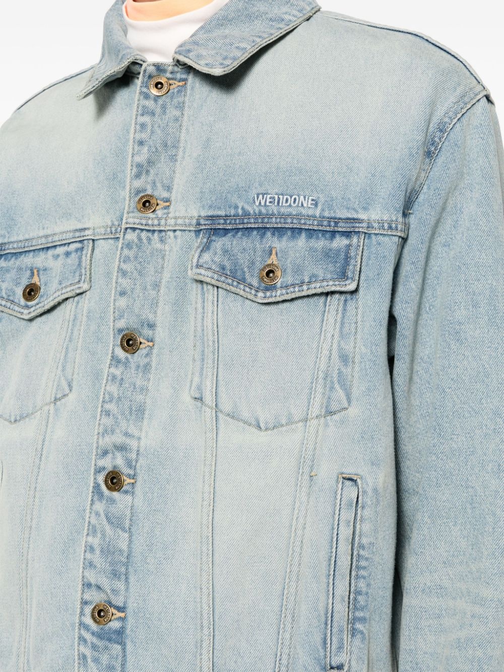 embroidered logo denim jacket - 5