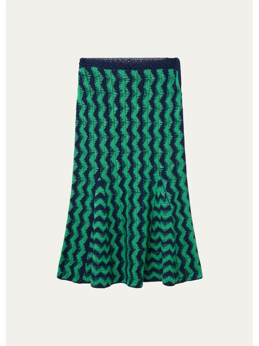 Ocean Crochet-Knit Midi Skirt - 1