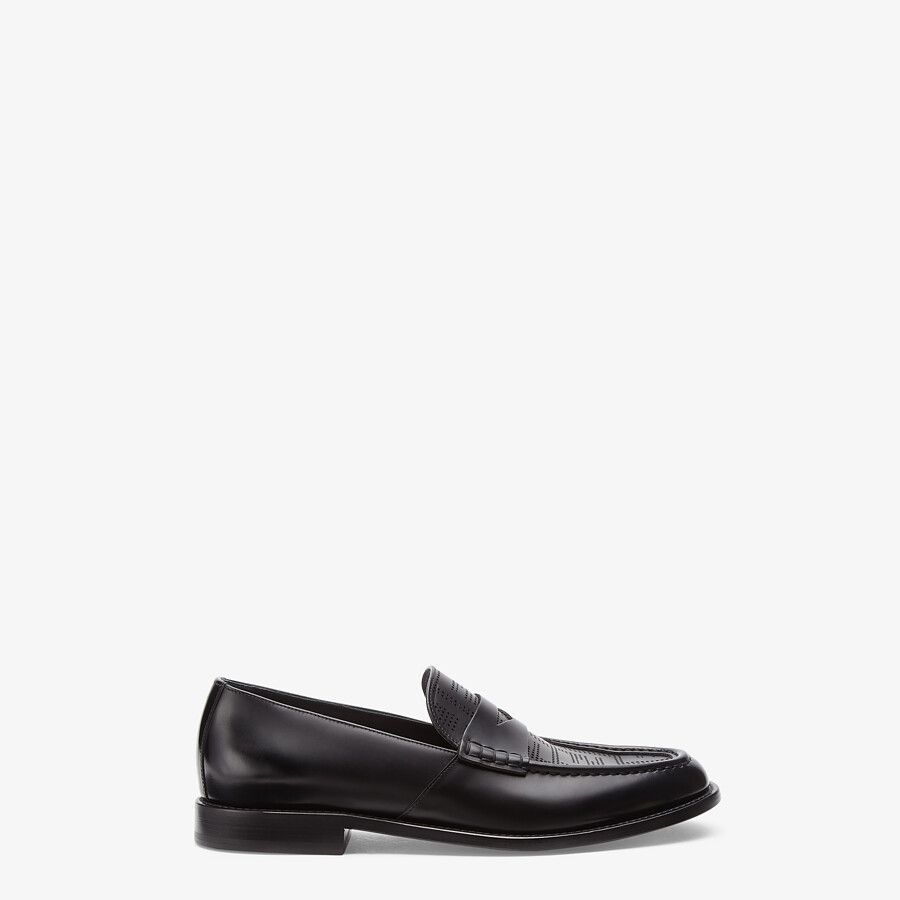 Black leather loafers - 1