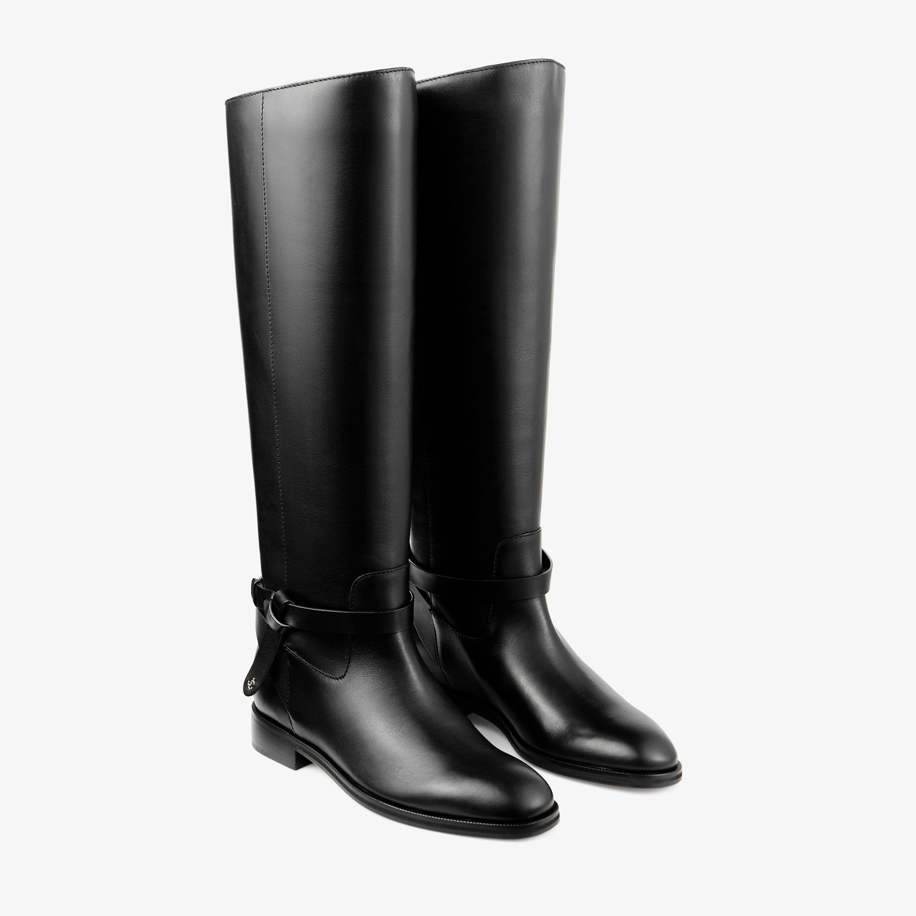 Lawton Knee Boot Flat
Black Calf Leather and Soft Vachetta Knee High Boots - 3
