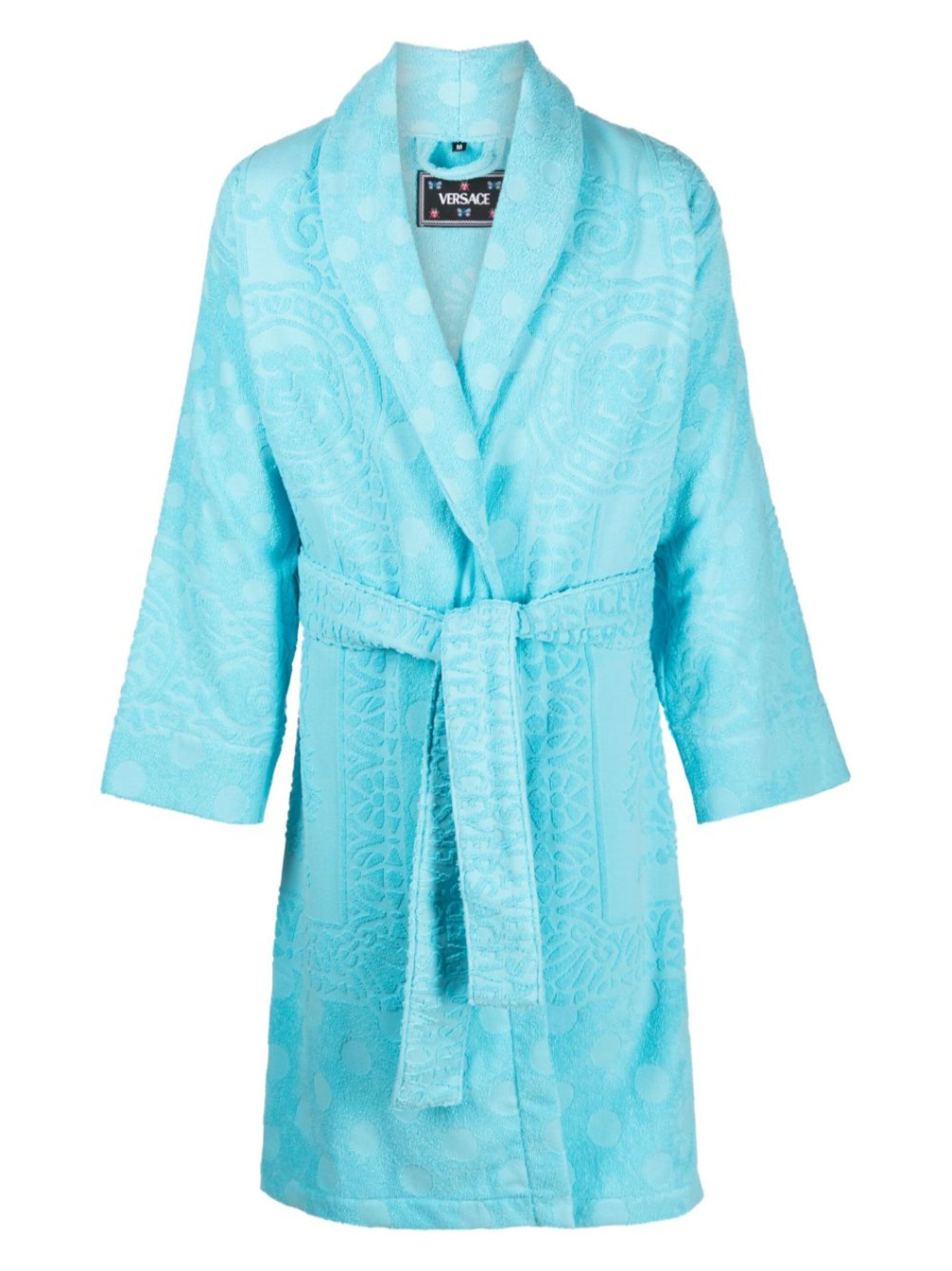 Blue Barocco Terry-Cloth Cotton Robe - 1