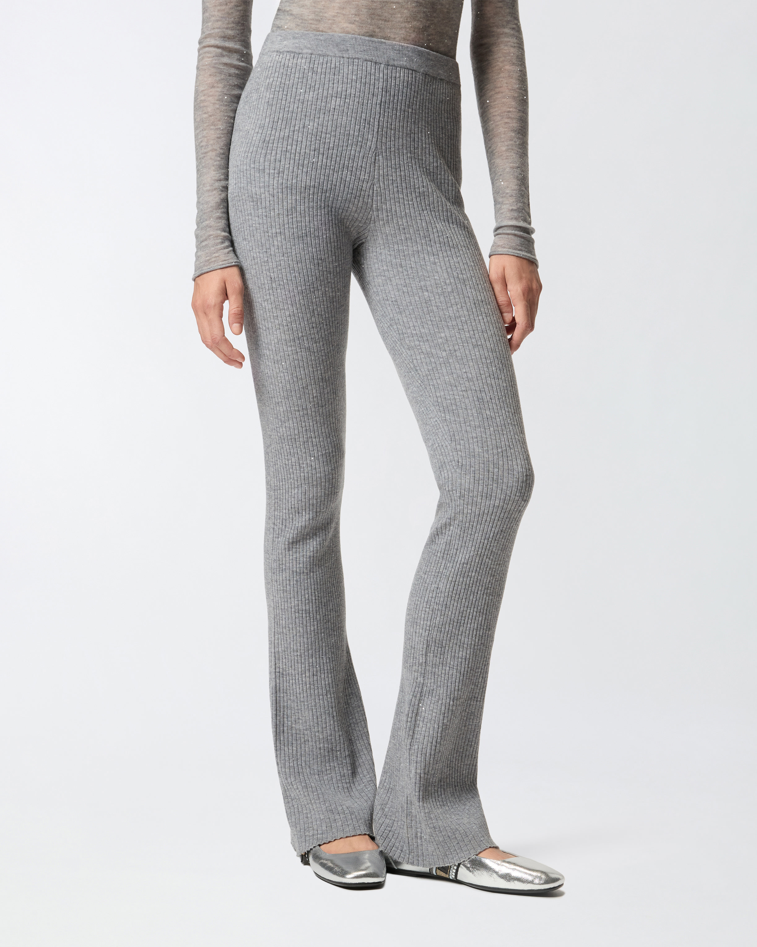 LONG FLARED KNIT TROUSERS - 3