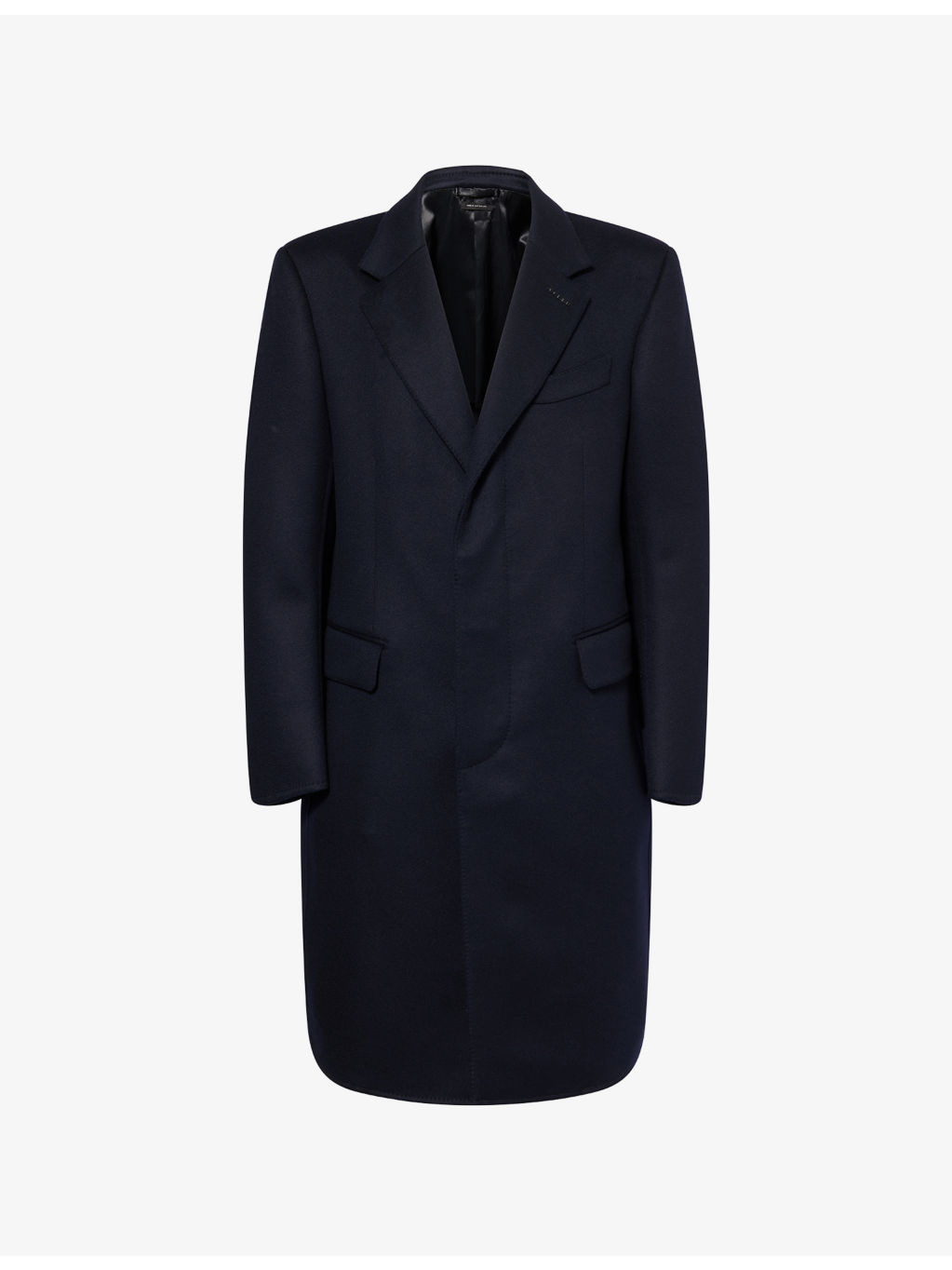 Notched-Lapel Long-Sleeve Wool Cashmere Blend Overcoat - 1