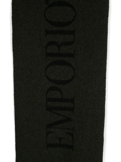 EMPORIO ARMANI logo-jacquard fringed scarf outlook