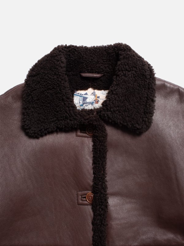 Eva Shearling Coat Dark Brown - 3