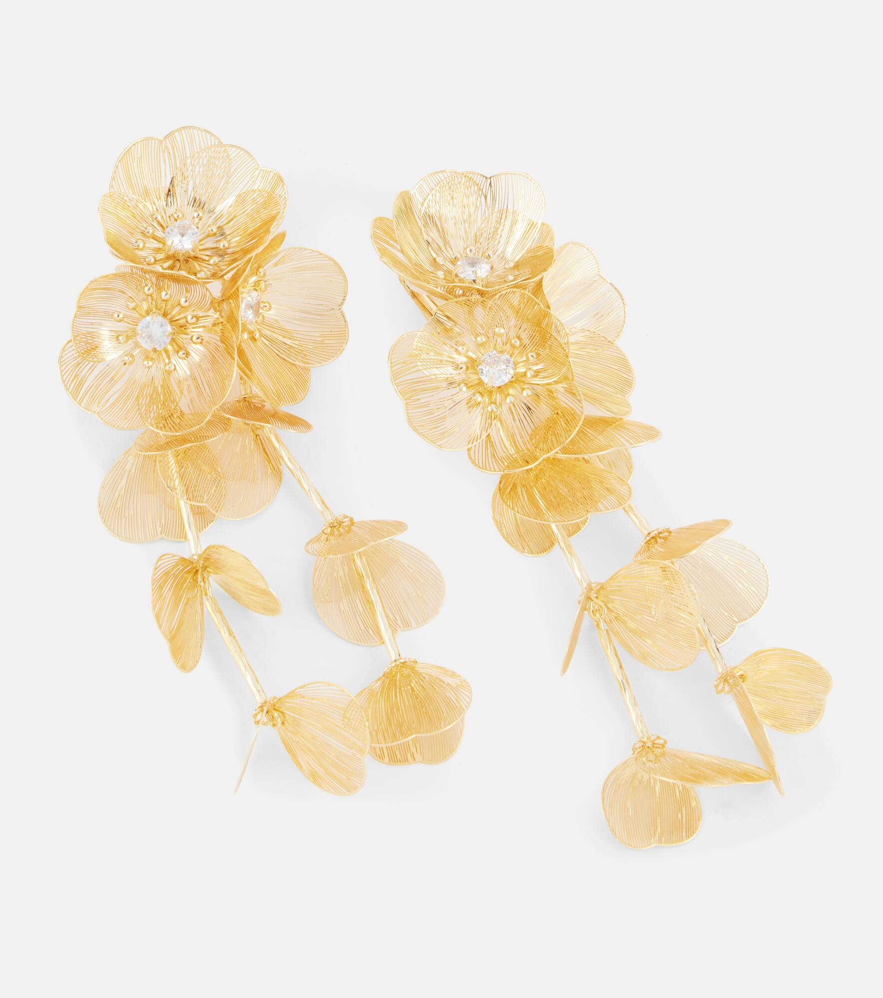 Embellished gold-plated clip-on earrings - 4