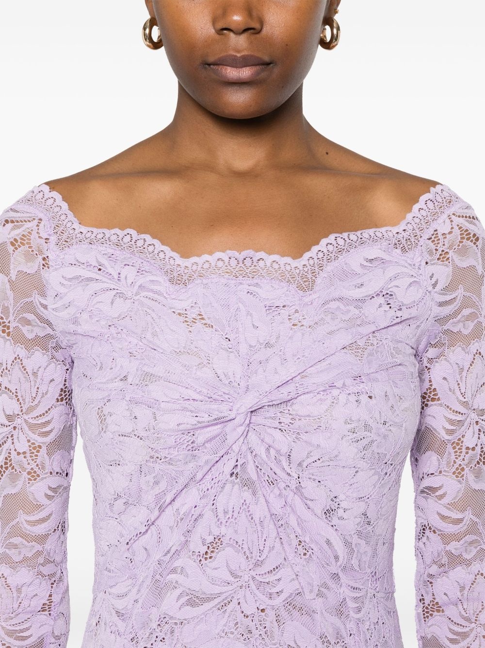 Bardot-neckline lace maxi dress - 5