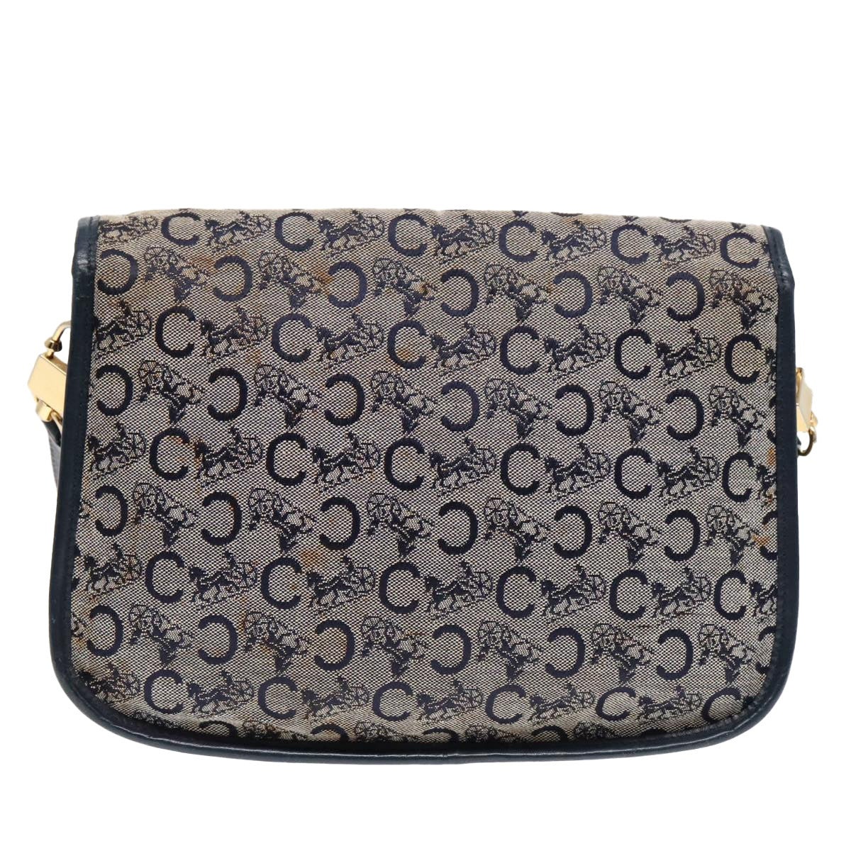 CELINE C Sulky Shoulder Bag Canvas Navy Gold - 2