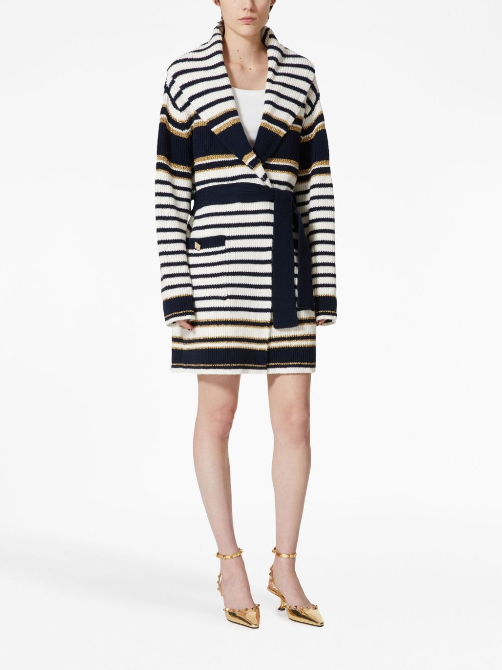 striped lurex cardi-coat - 3