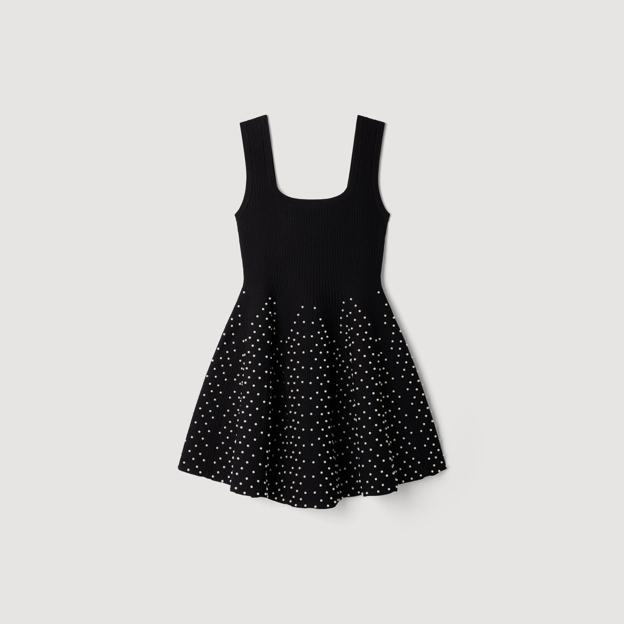 SHORT KNIT DRESS WITH BEADS - 1