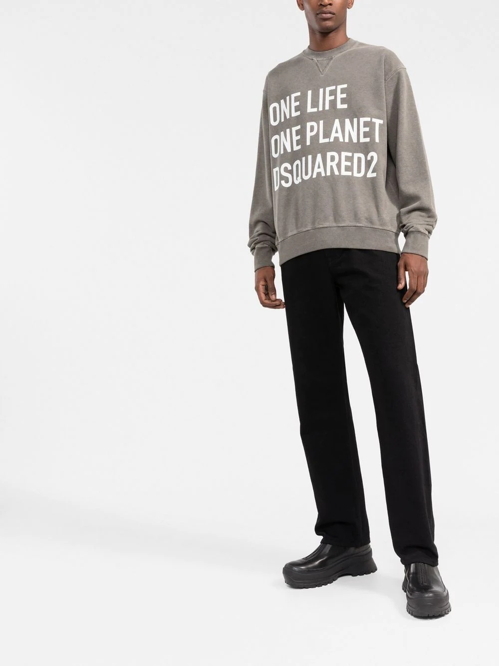 slogan-print crew-neck sweatshirt - 2