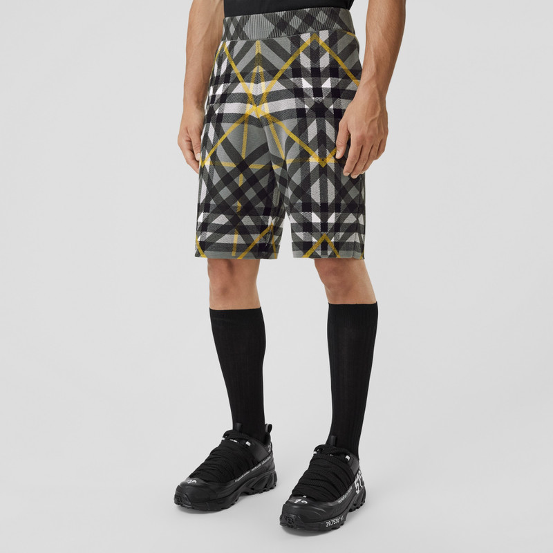 Layered Check Cotton Jacquard Shorts 5