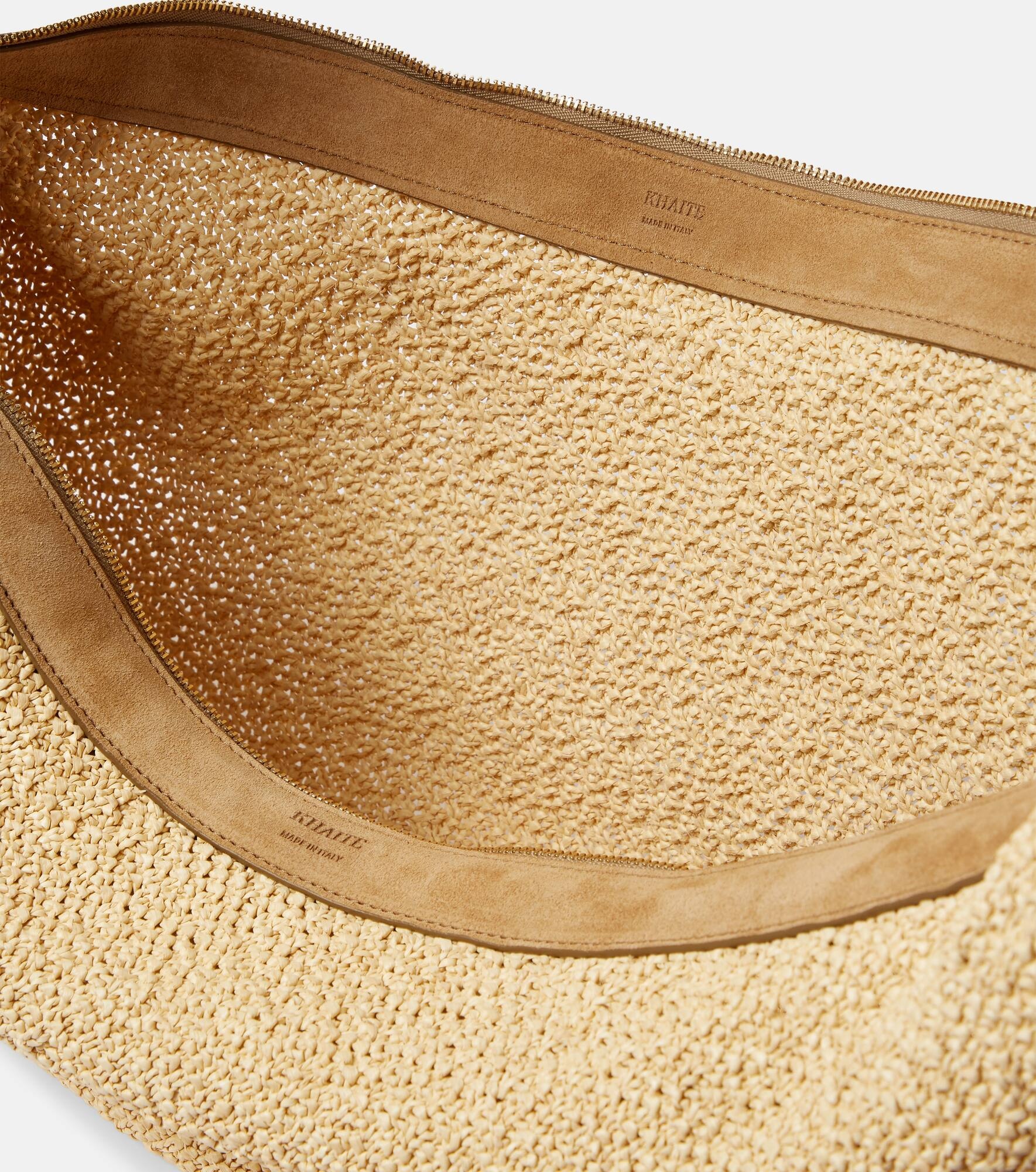 Augustina suede-trimmed raffia shoulder bag - 3
