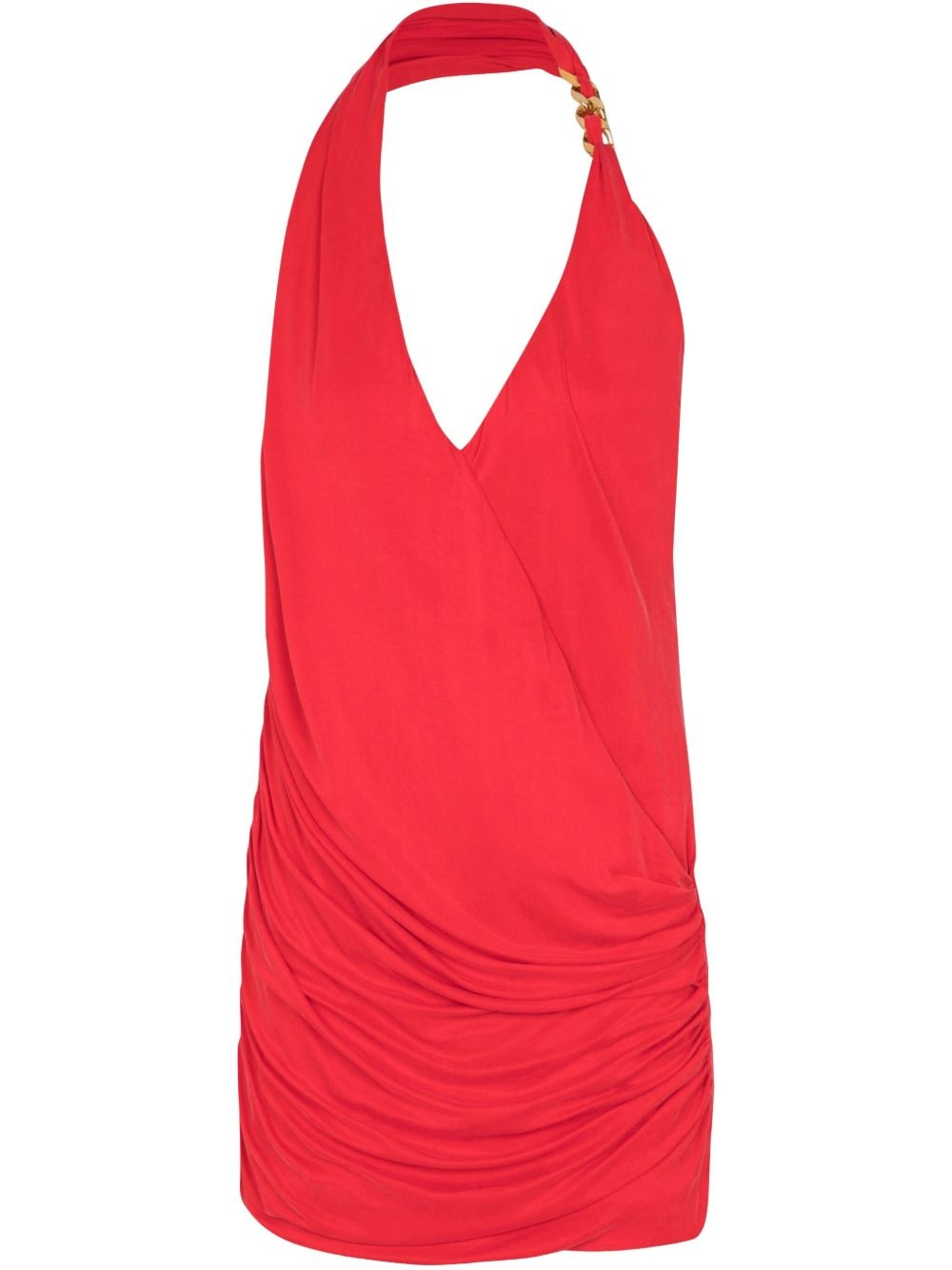 draped halterneck mini dress - 1