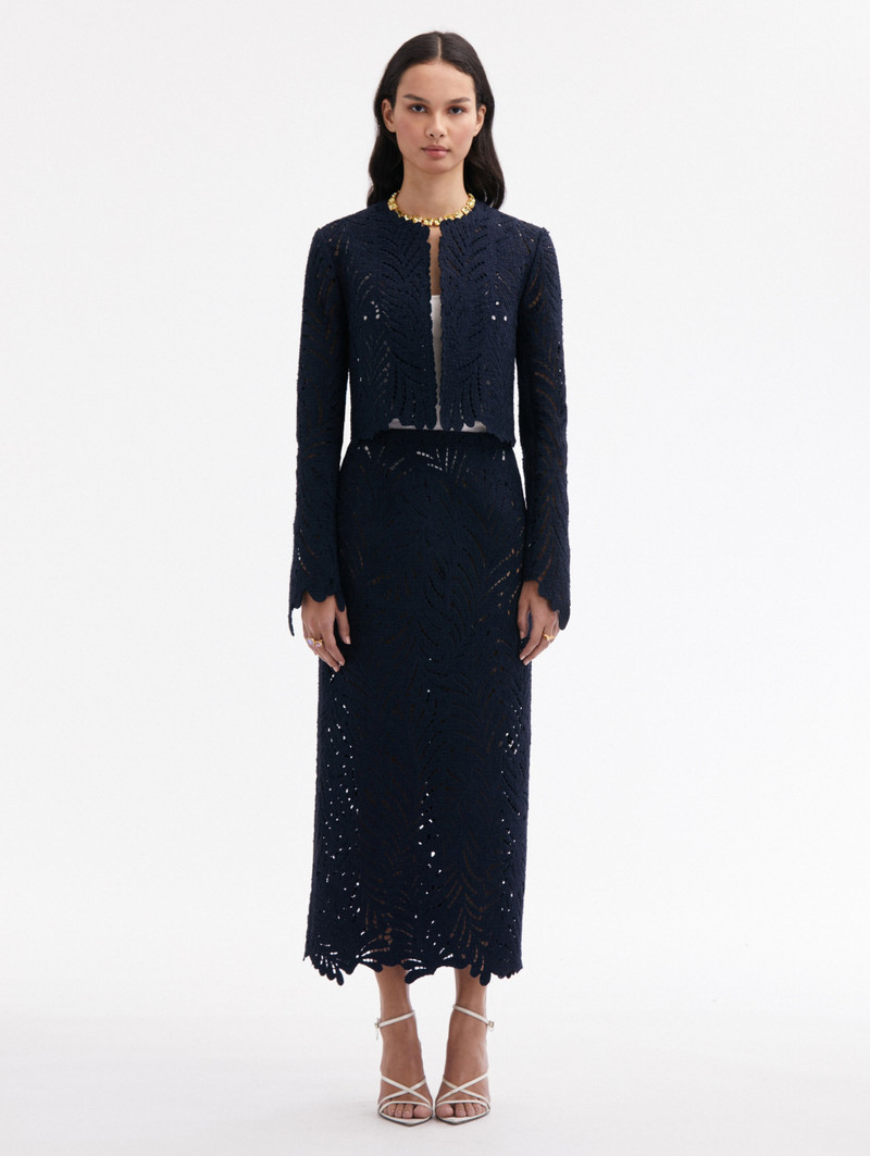 Oscar de la Renta FERN CUTOUT TWEED JACKET outlook