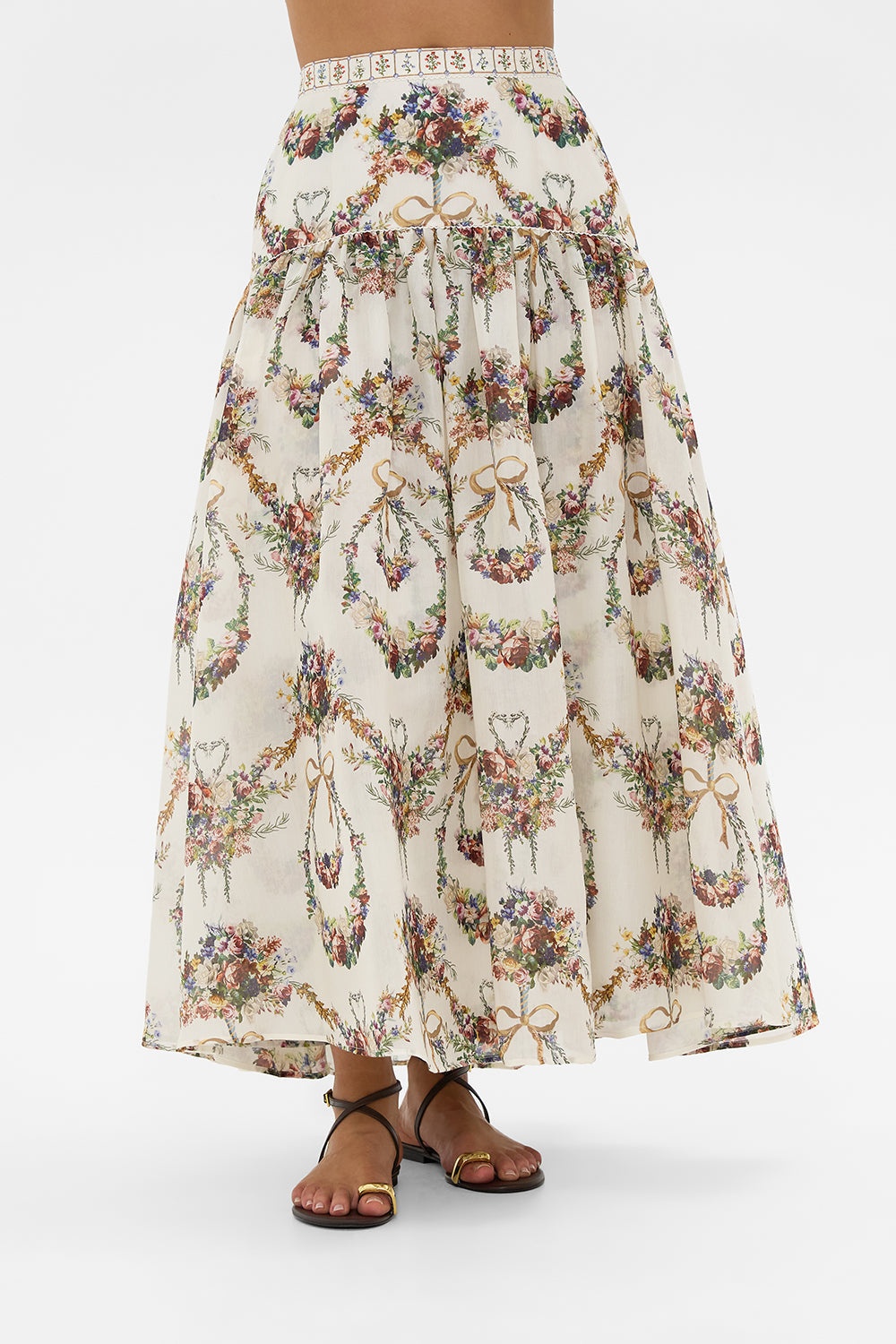 FITTED WAIST GATHERED SKIRT WITH LINING - 5