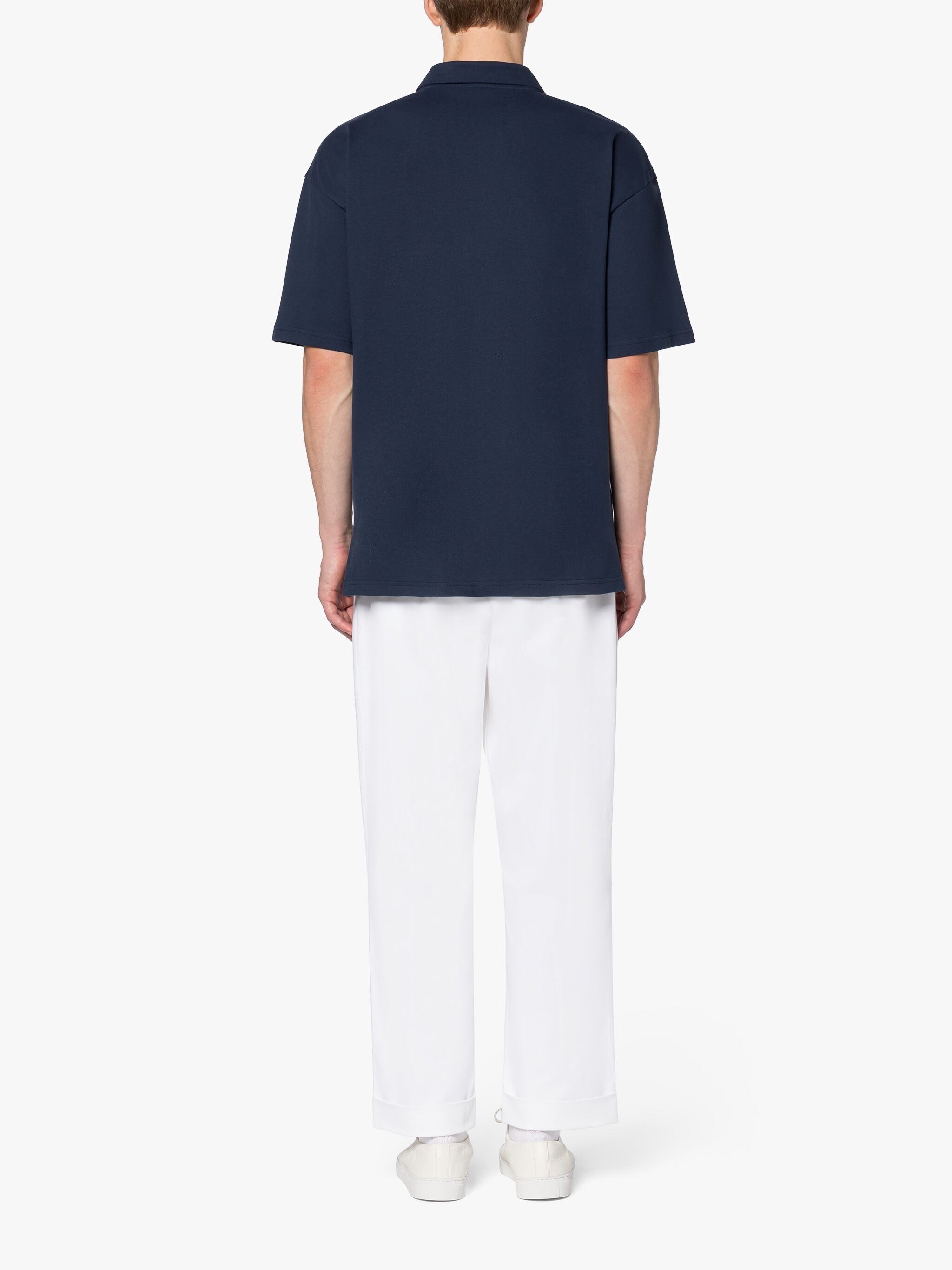 NAVY COTTON CUTAWAY COLLAR POLO SHIRT - 4