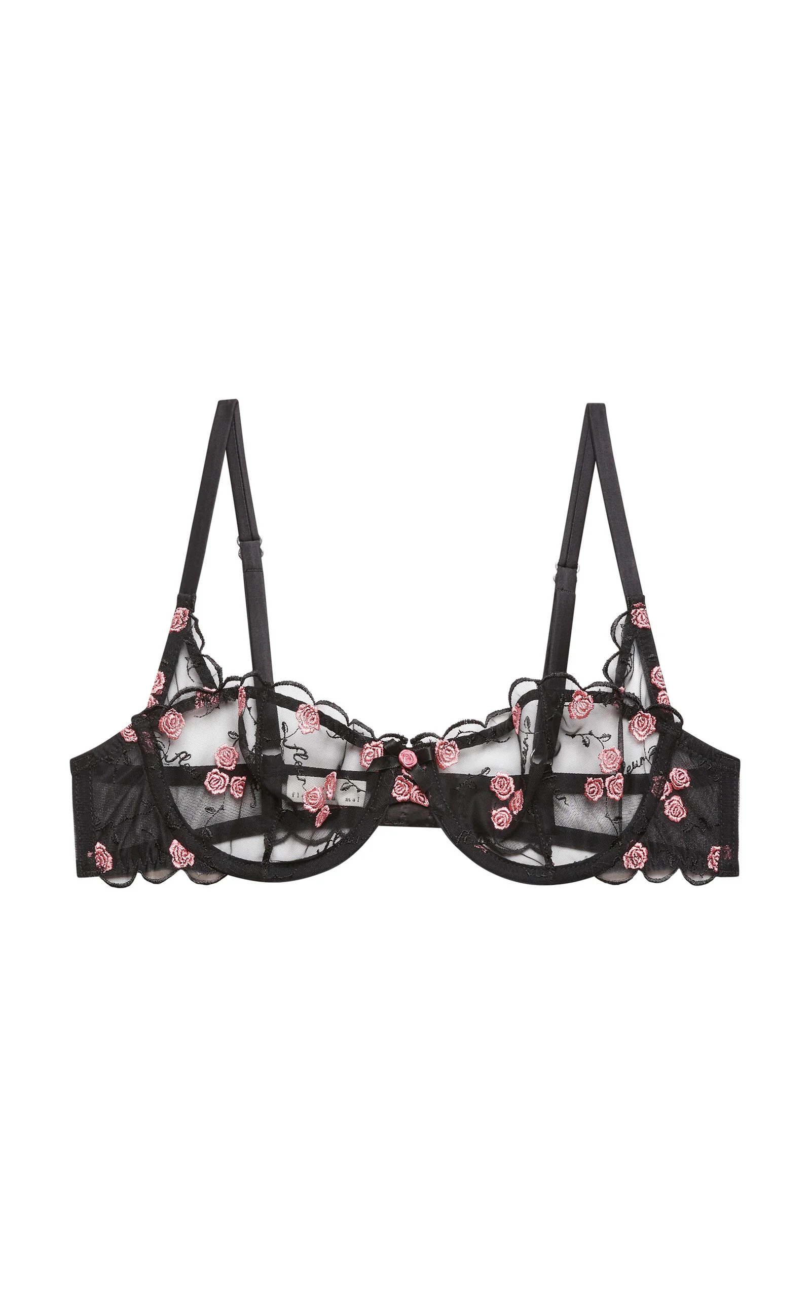 Rose and Vine Embroidery Balconette Bra black - 1
