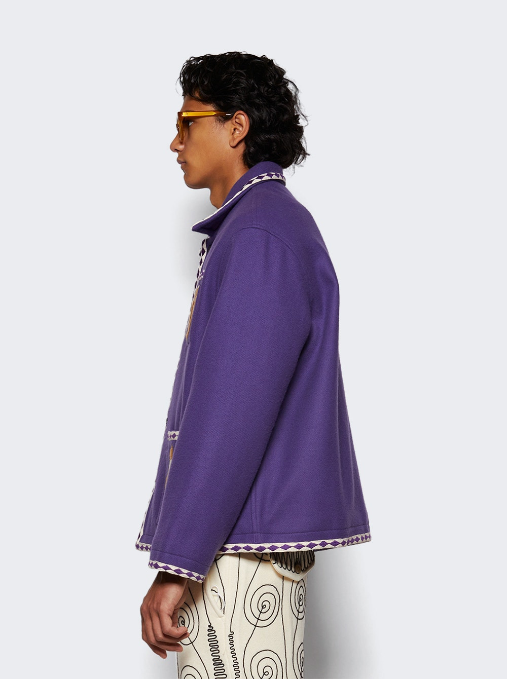 Bronco Applique Jacket Purple And White - 4
