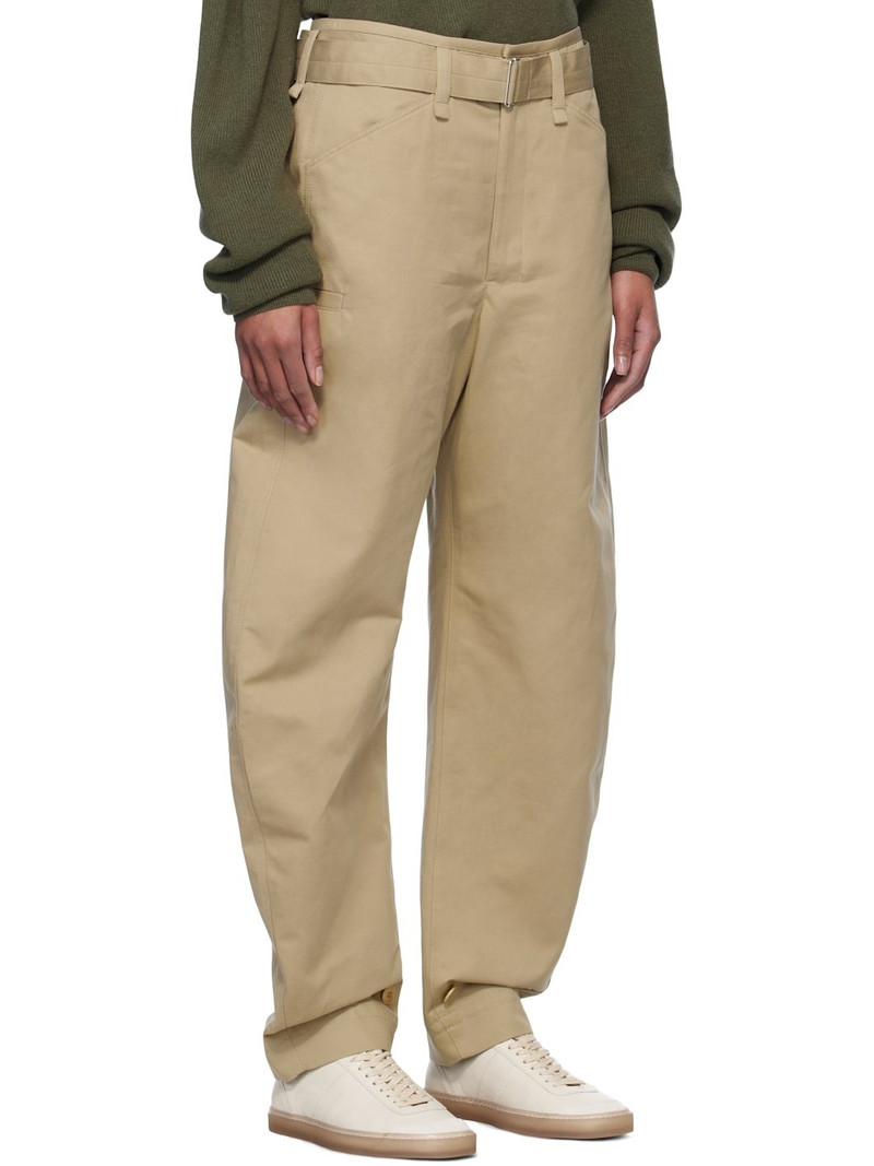 Beige Belted Tapered Trousers 2