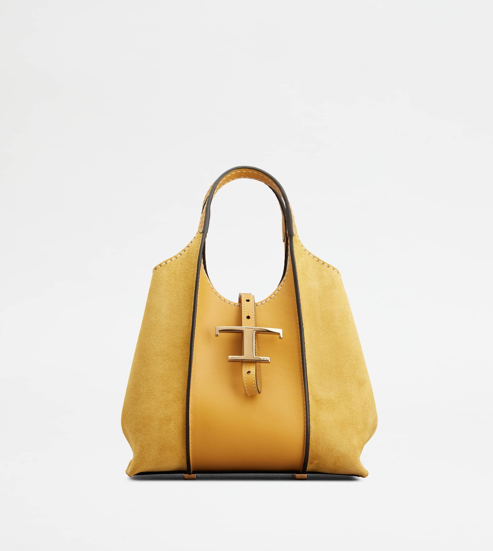 T TIMELESS SHOPPING BAG IN SMOOTH LEATHER AND SUEDE MINI - YELLOW - 1