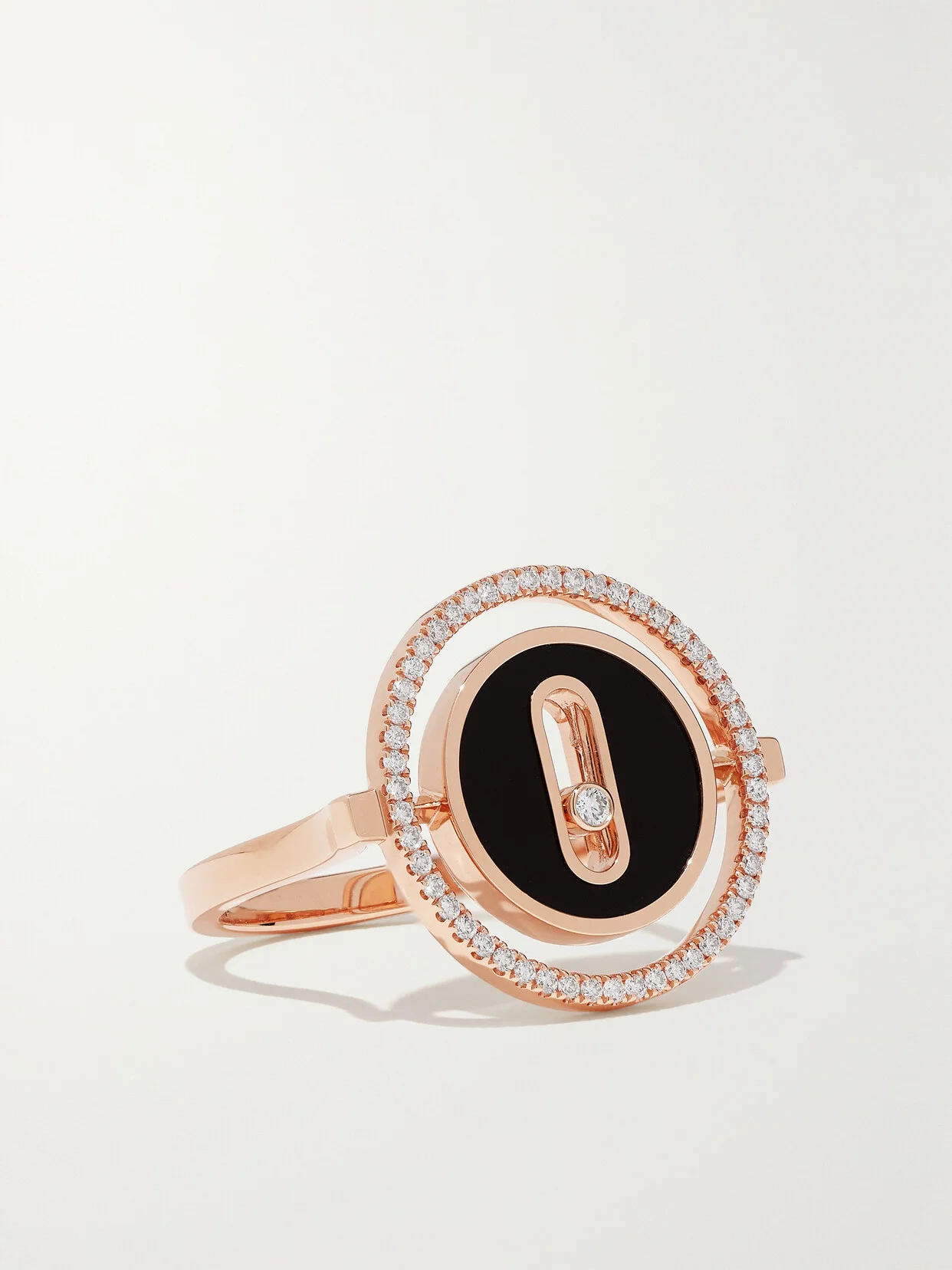 Lucky Move 18-karat Rose Gold, Onyx And Diamond Ring - 1