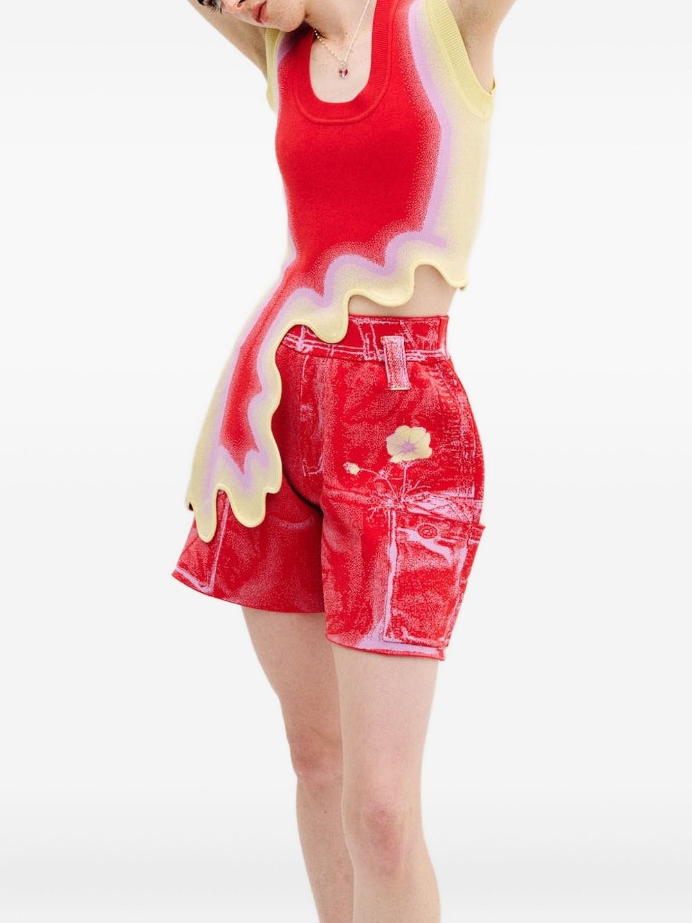 Heather fake-cargo-print shorts - 4