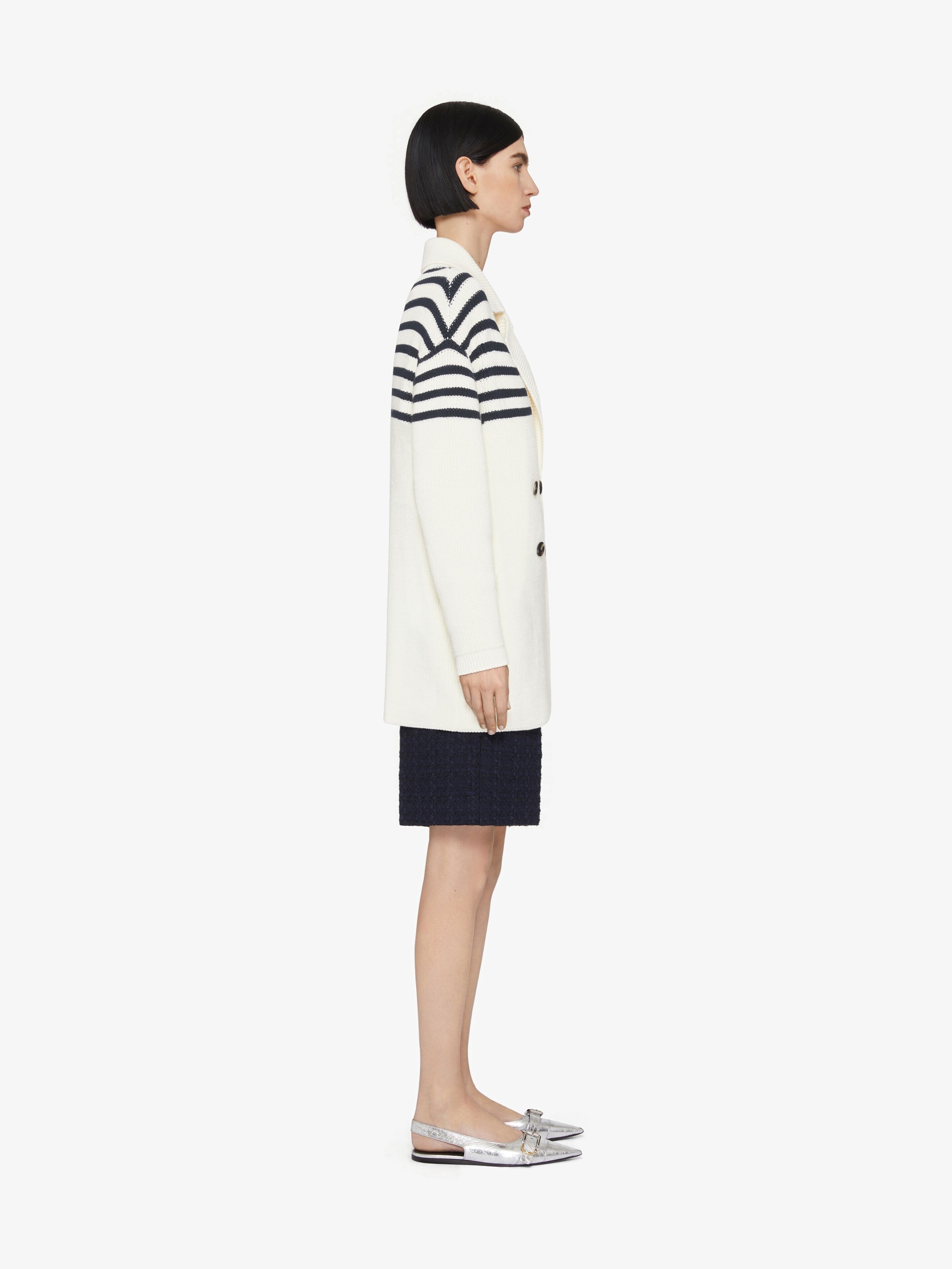 4G STRIPED CARDIGAN IN WOOL AND COTTON - 3