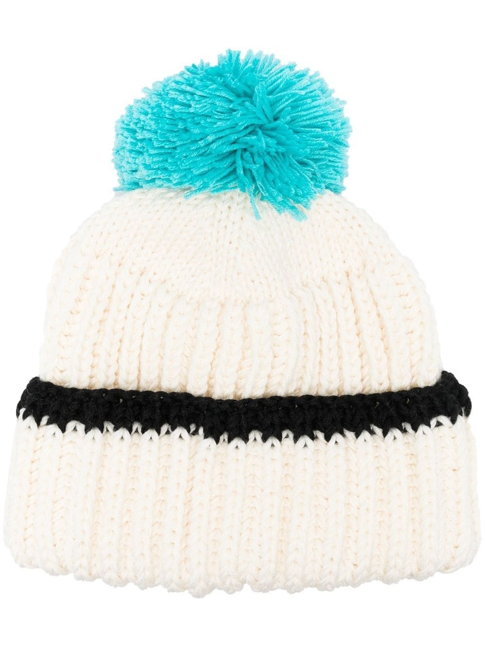 pompom-trim knitted hat - 1