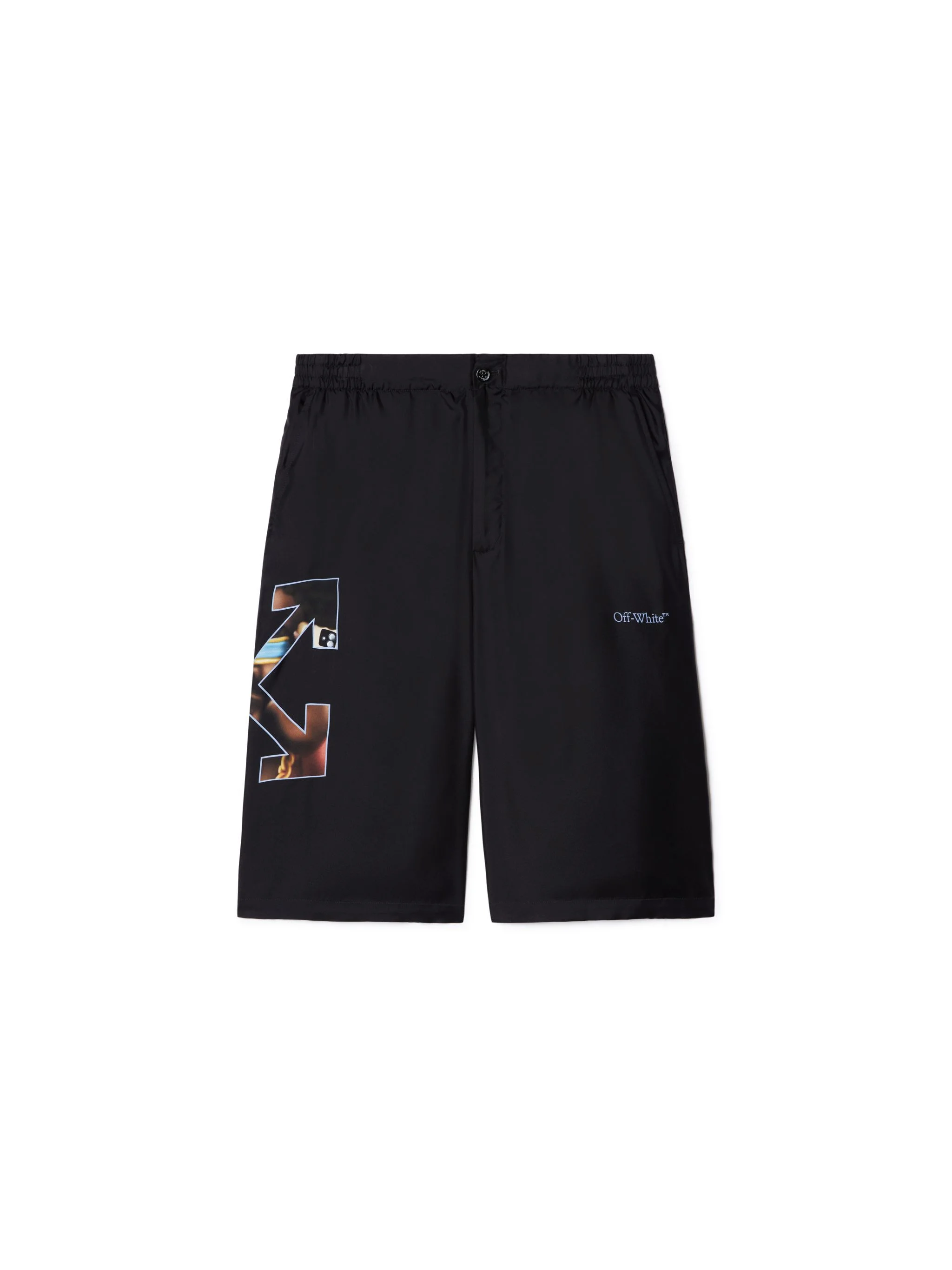Black Barber Arrow Silk Bowling Shorts - 1