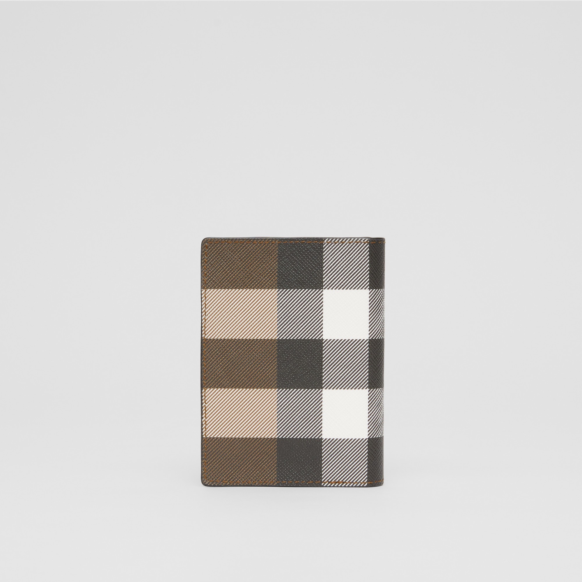 Check and Leather Folding Card Case - 5