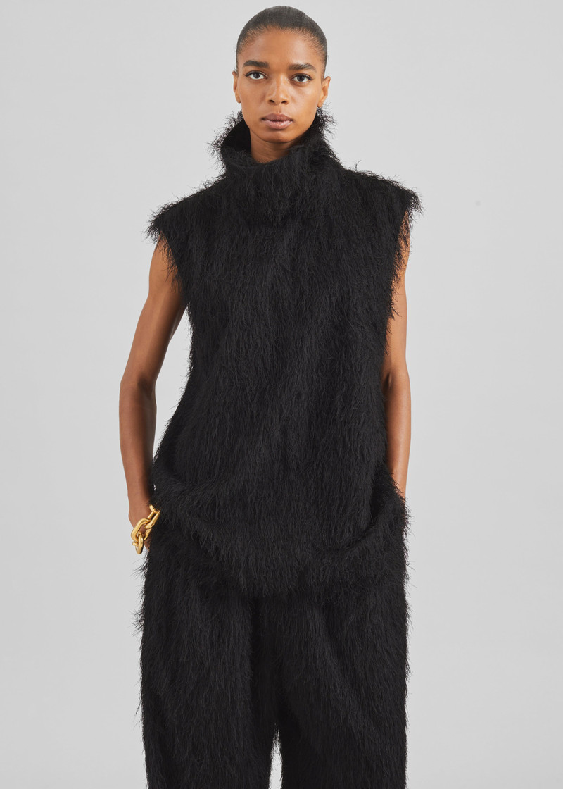 Lancy Fringed Funnel Neck Dress - Black 3