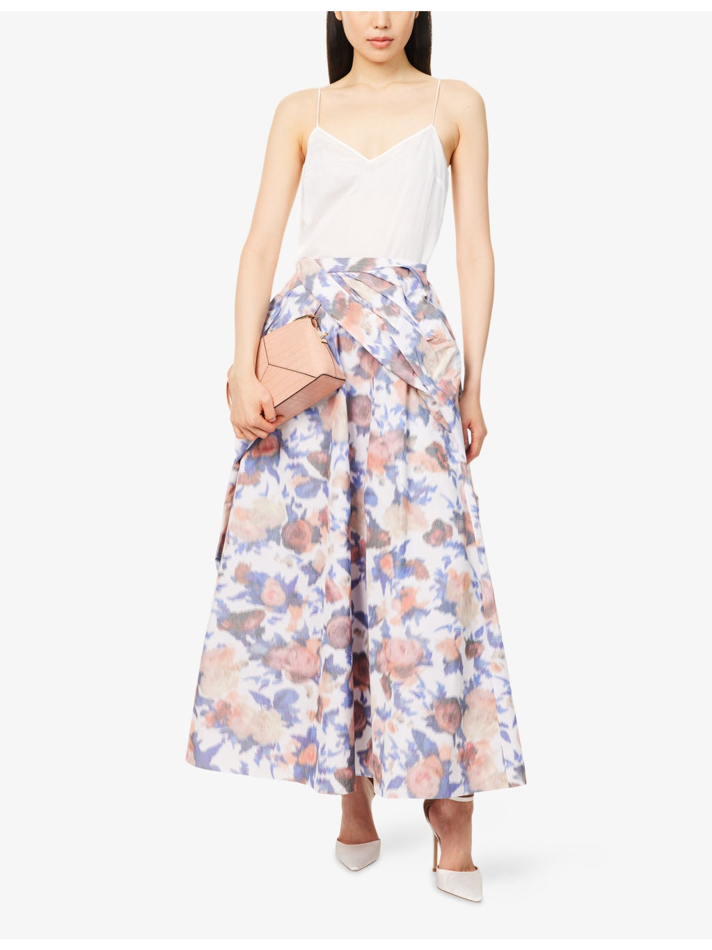 Floral Flared Cotton-Blend Midi Skirt - 2