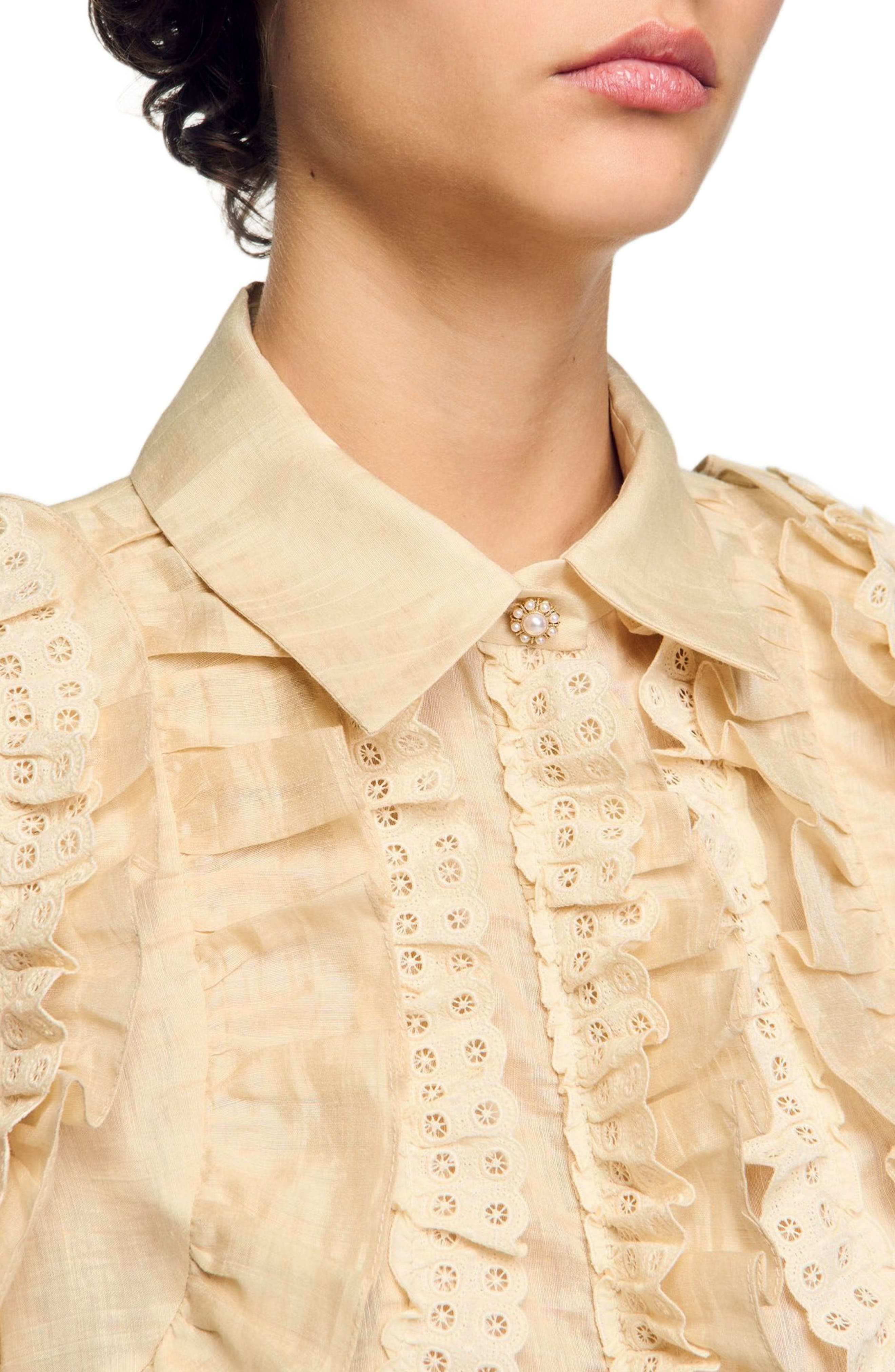 SANDRO Ruffled cropped shirt at Nordstrom - 4