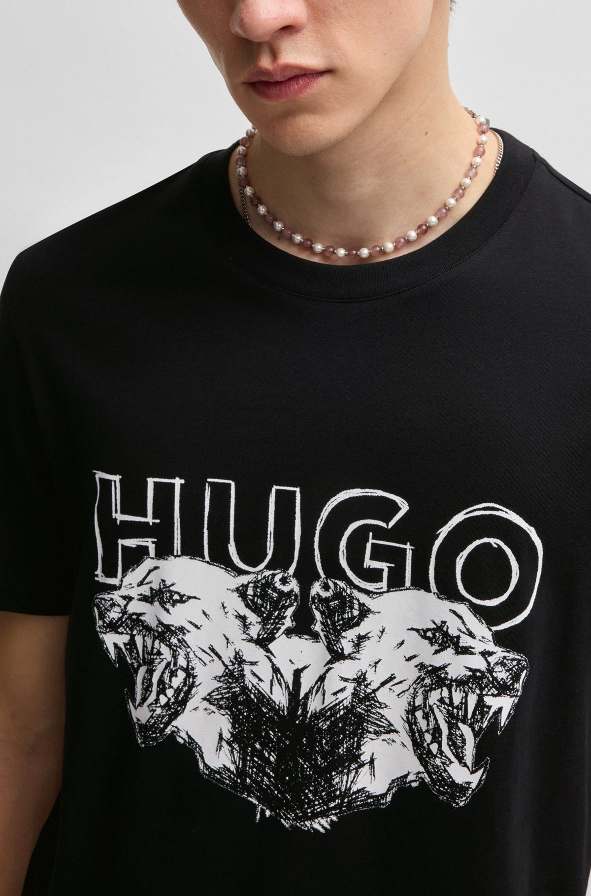 COTTON-JERSEY T-SHIRT WITH LOGO AND ANIMAL GRAPHIC - 3