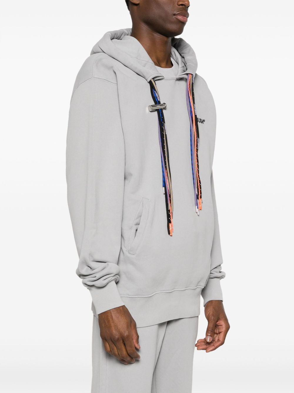 multicord-drawstring cotton hoodie - 3