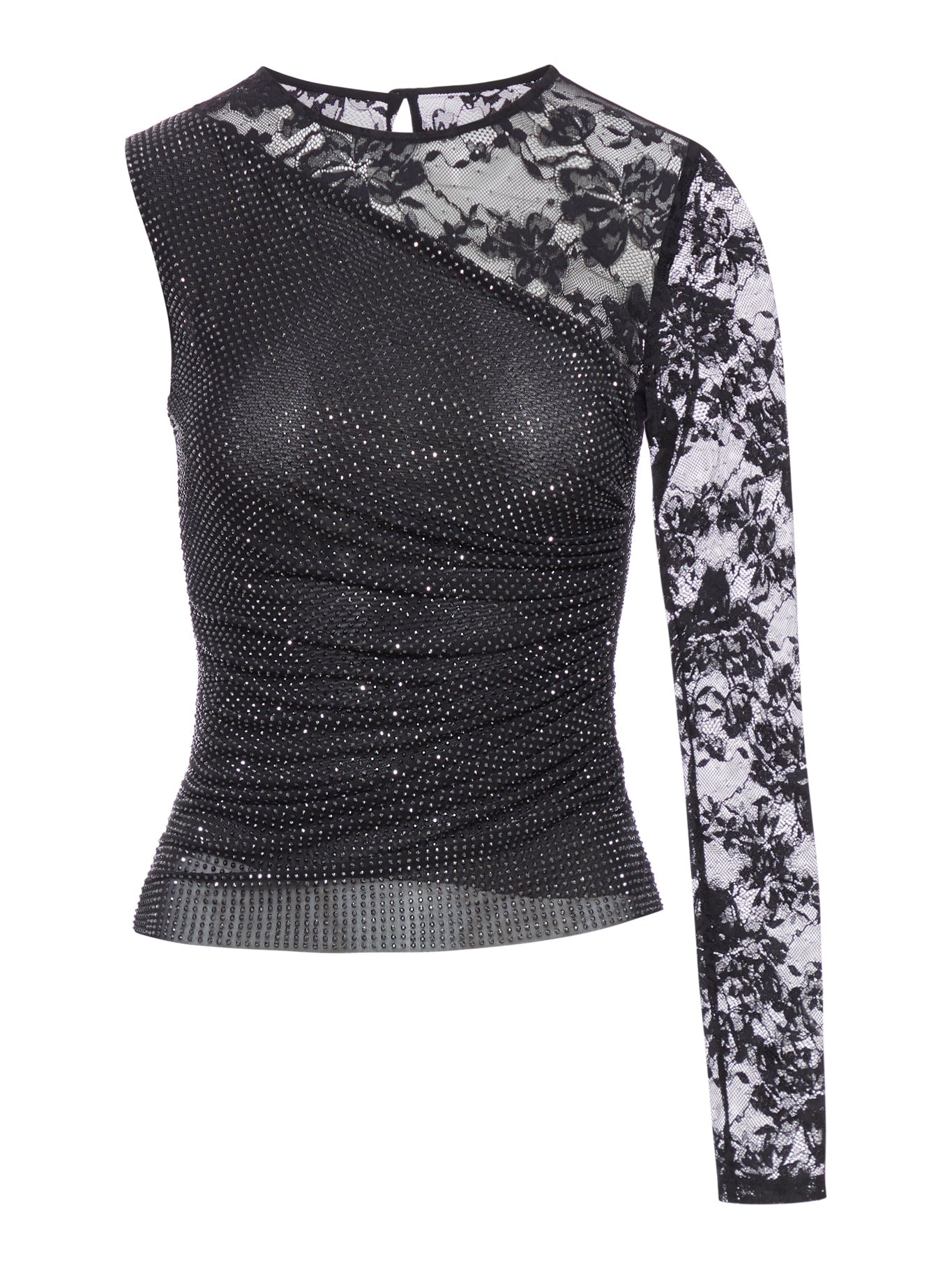 TOP WITH RHINESTONE AND LACE SLEEVES - 2