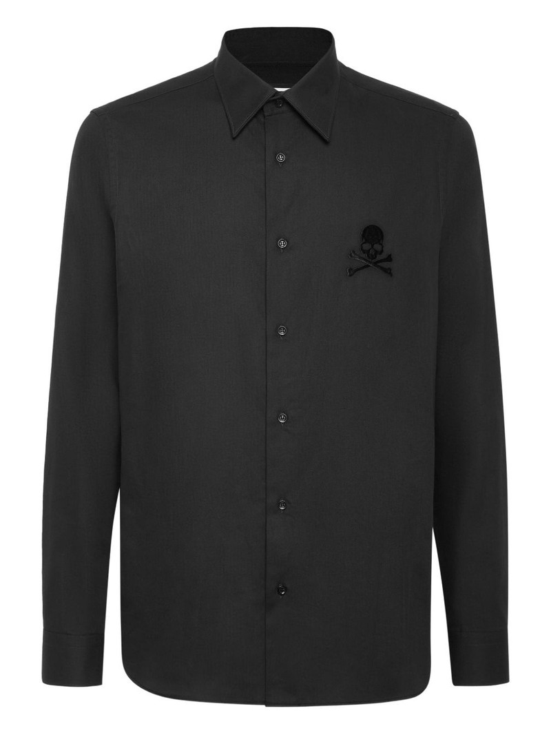 skull-embroidered long-sleeve shirt 1