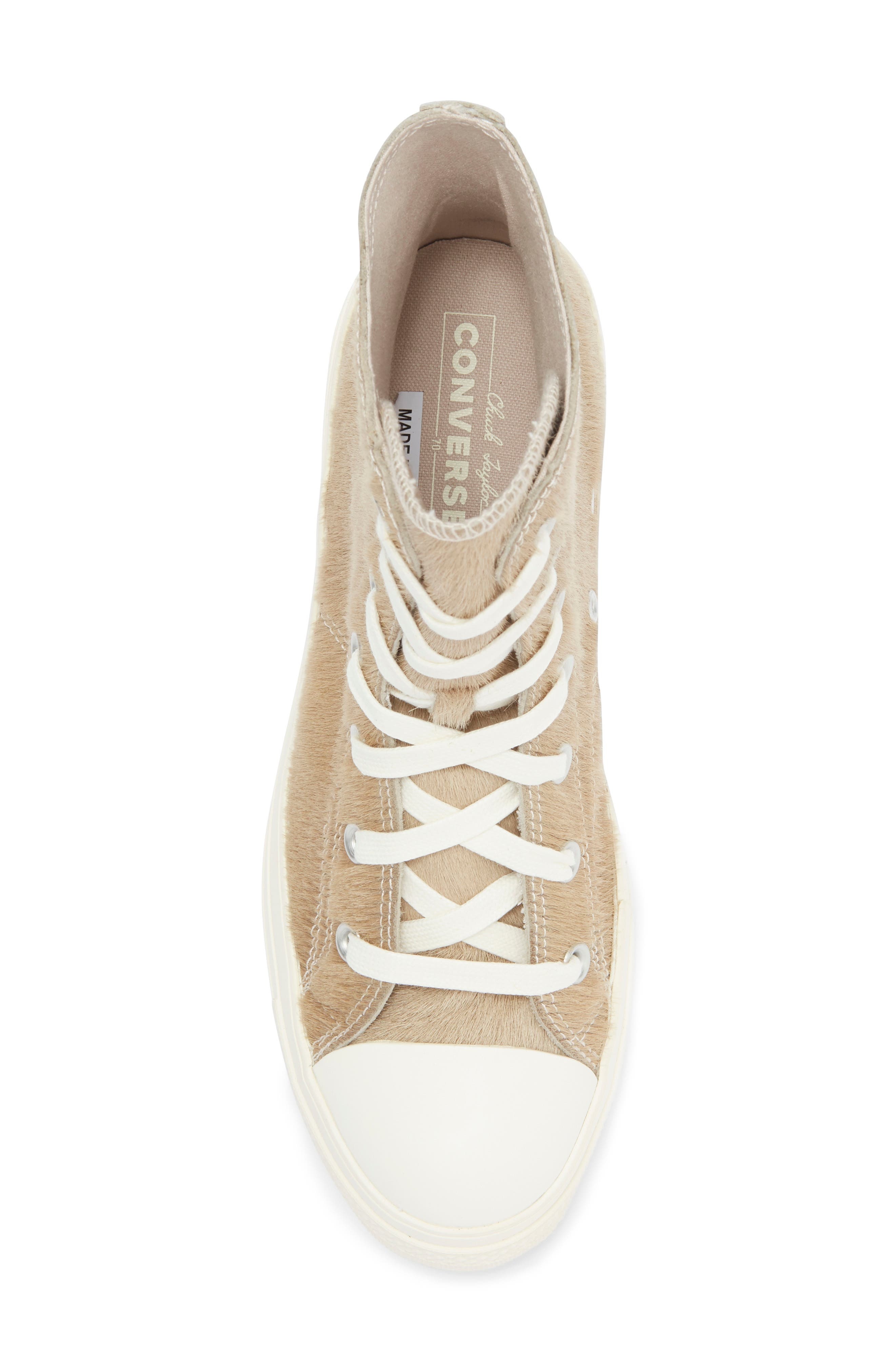 Converse Chuck 70 De Luxe Genuine Calf Hair Block Heel Sneaker in Warm Clay/Egret Calf Hair at Nords - 6