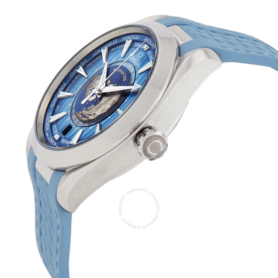 Omega Seamaster World Time GMT Automatic Chronometer SUmmer Blue Dial Men's Watch 220.12.43.22.03.00 - 2