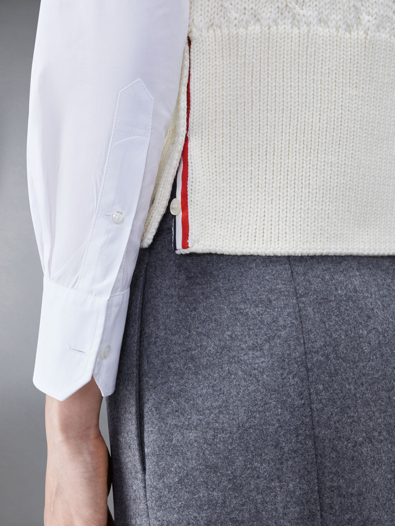 Aran Cable Merino 4-Bar Cardigan Vest 5