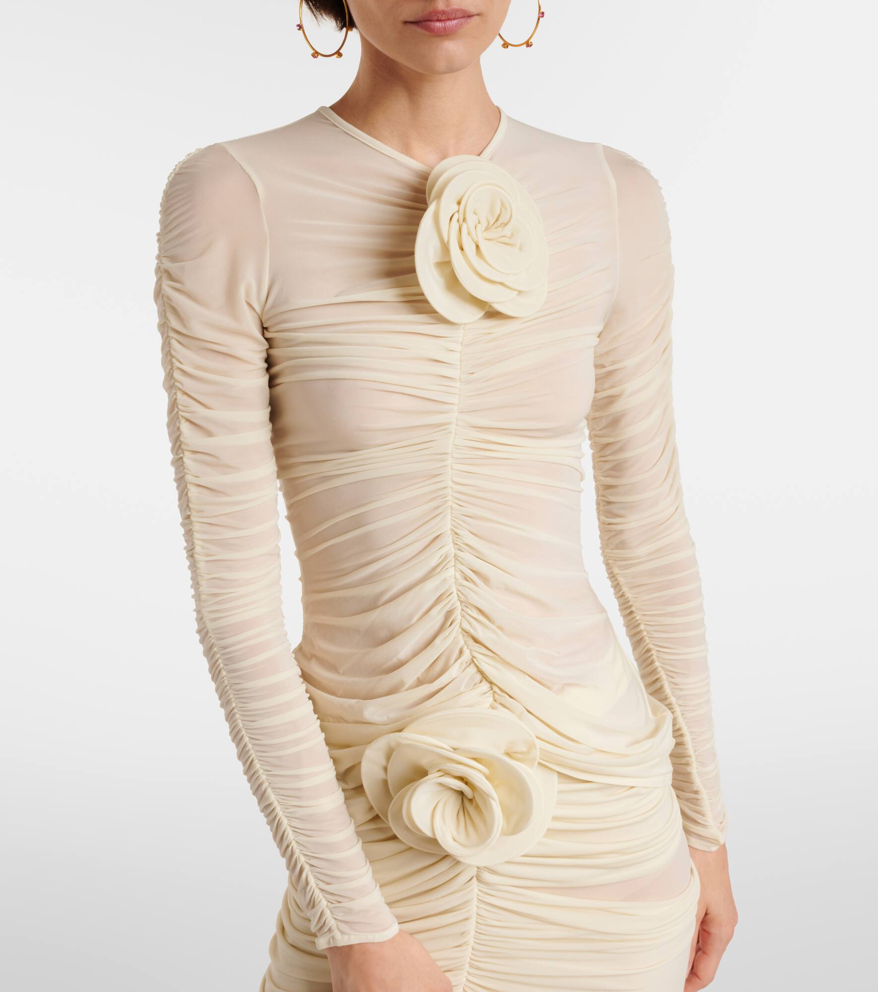 Floral-appliqué ruched top - 7