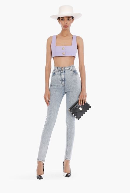 Skinny high-waisted light blue jeans - 2