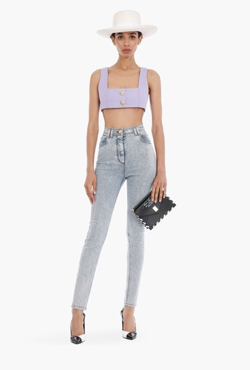Balmain Skinny high-waisted light blue jeans outlook