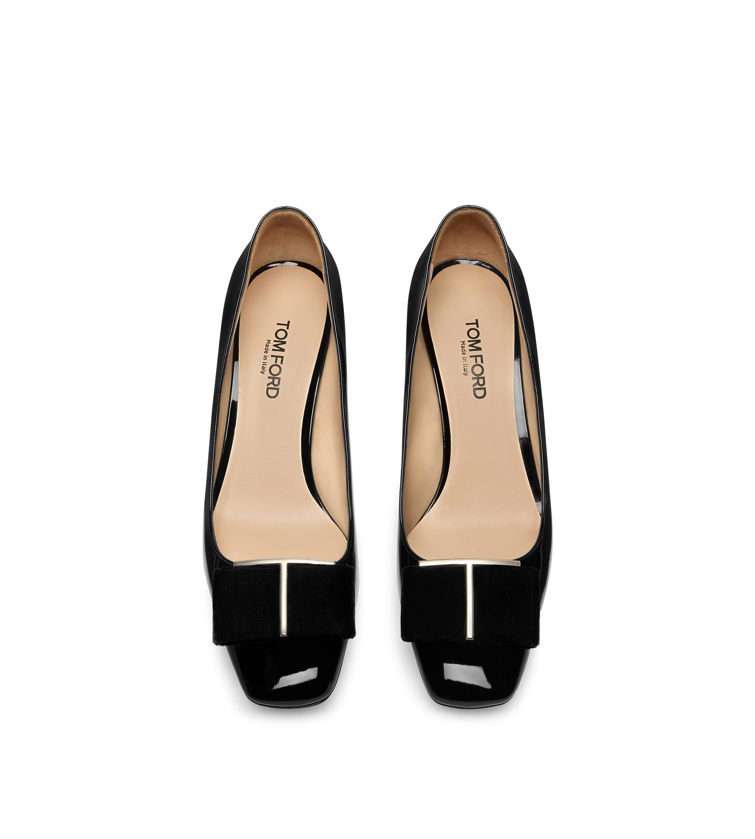 PATENT LEATHER AND VELVET AUDREY PUMP - 4