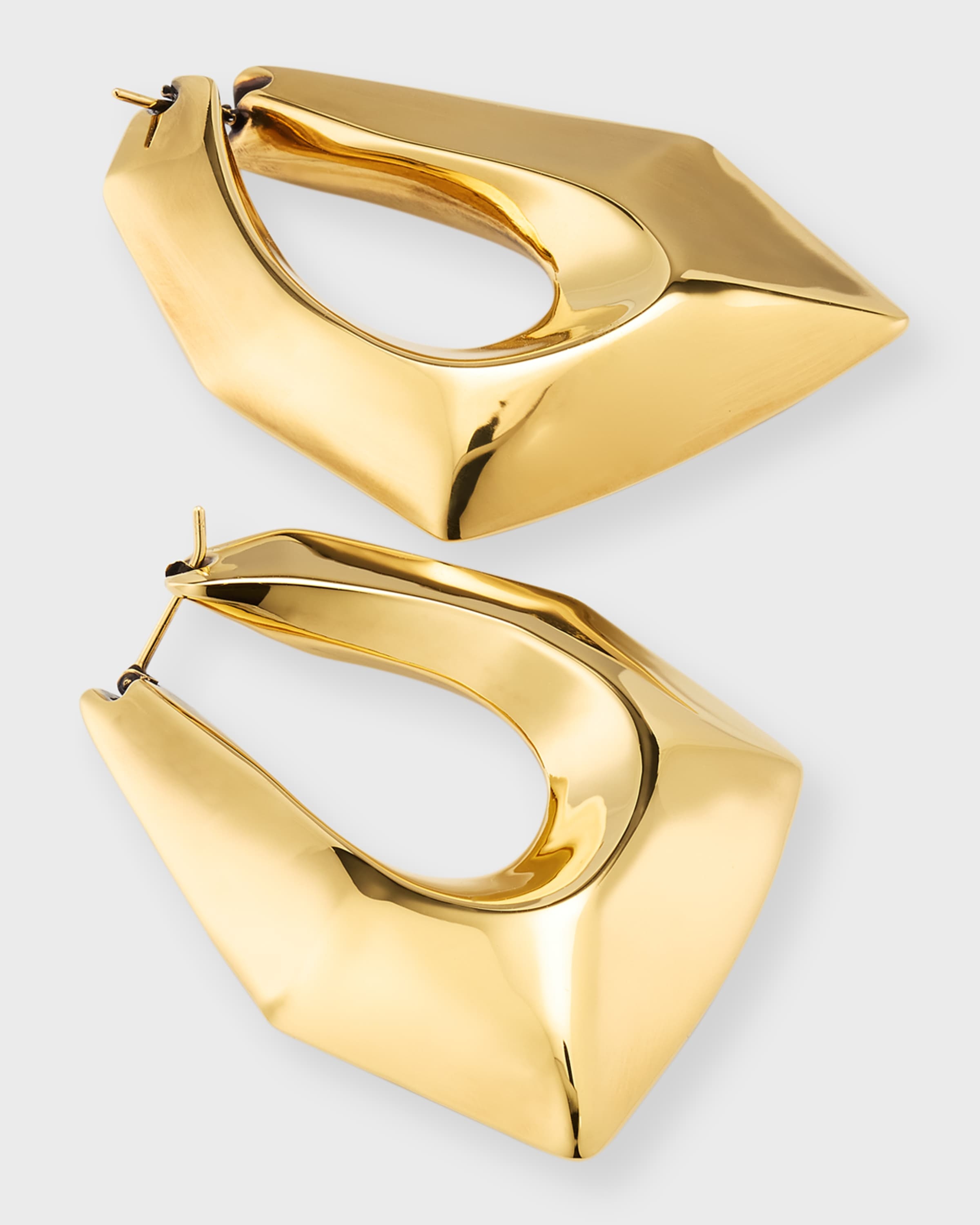 Modernist Hoop Earrings, Gold - 3